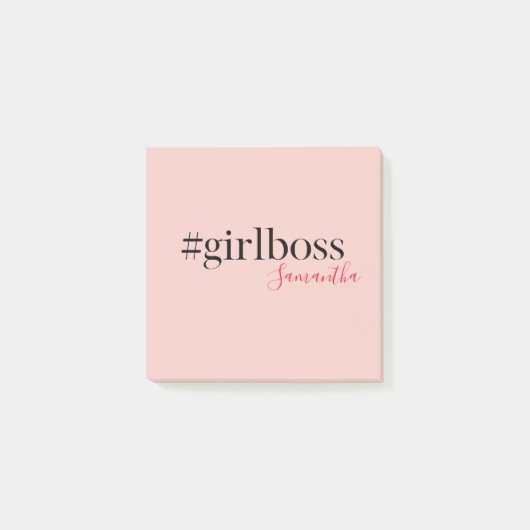 Modern Roze Meisje Boss & Name | Meisjescadeau Post-it® Notes (Voorkant)