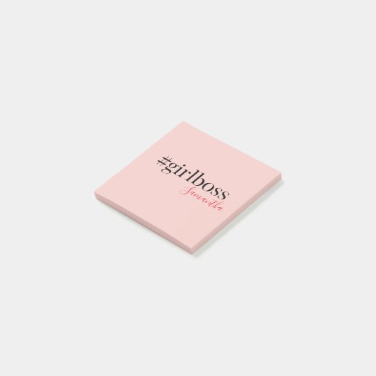 Modern Roze Meisje Boss & Name | Meisjescadeau Post-it® Notes (Schuin)