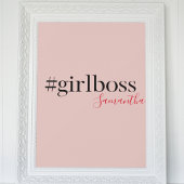 Modern Roze Meisje Boss & Name | Meisjescadeau Poster