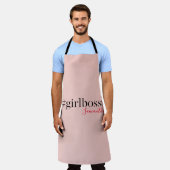 Modern Roze Meisje Boss & Name | Meisjescadeau Schort (Gedragen)