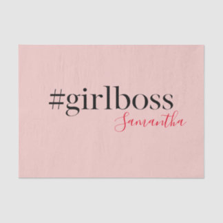 Modern Roze Meisje Boss & Name | Meisjescadeau Tissuepapier