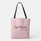 Modern Roze Meisje Boss & Name | Meisjescadeau Tote Bag (Achterkant)