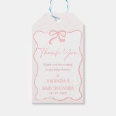 Modern Roze Meisje Bow Baby shower Dank u Label Cadeaulabel (Voorkant)