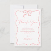 Modern Roze Meisje Bow Baby shower Dankjewel Kaart (Voorkant)