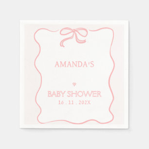 Modern Roze Meisje Bow Baby shower Papier Servet