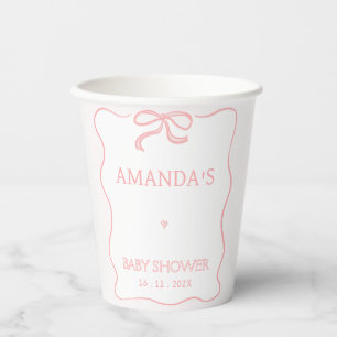 Modern Roze Meisje Bow Baby shower Papieren Bekers