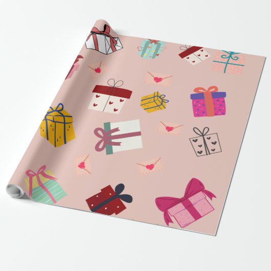 Modern roze meisje cadeaupapier (Uitgerold)