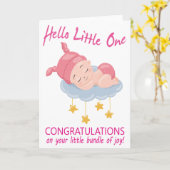 Modern Roze Meisje I van het Baby de Nieuwe Kaart (Gele Bloem)