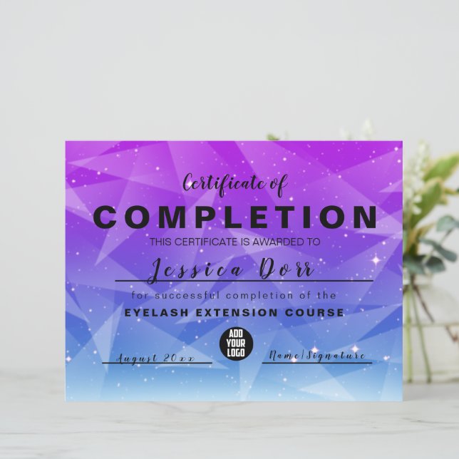 Modern Roze Meisjescertificaat van voltooiing (Staand voorkant)