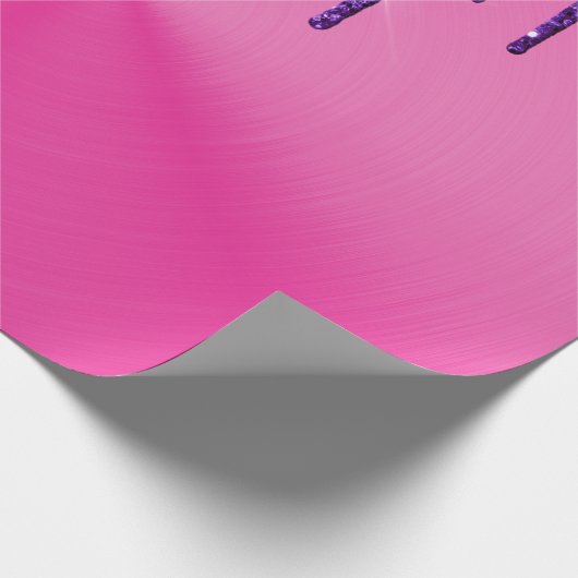 Modern Roze Metaal Paarse Glitter Drips Cadeaupapier (Hoek)