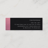 Modern roze metalen paneel en zwarte leer mini visitekaartje (Achterkant)