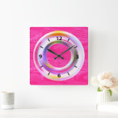 Modern roze metallic neon uniek vierkante klok (Huis)
