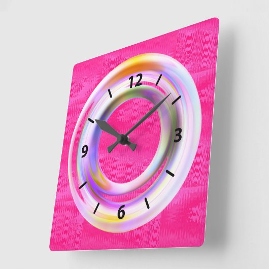 Modern roze metallic neon uniek vierkante klok (Hoek)