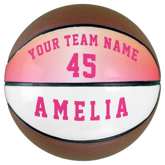 Modern roze Metallic Player Team Name Number Basketbal (Voorkant)