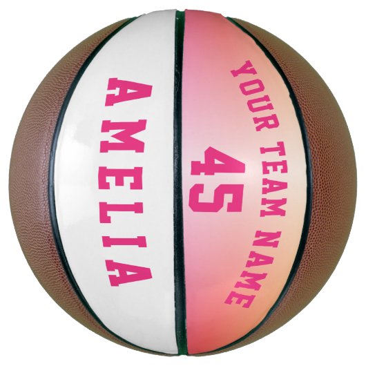 Modern roze Metallic Player Team Name Number Basketbal (Verticaal)