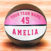 Modern roze Metallic Player Team Name Number Basketbal
