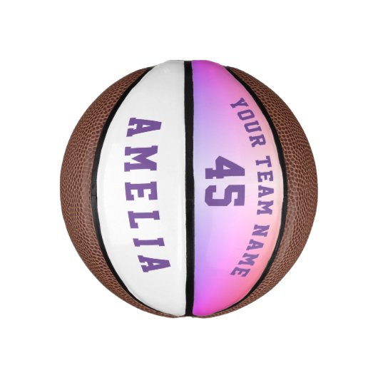 Modern roze Metallic Player Team Name Number Basketbal (Verticaal)