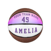 Modern roze Metallic Player Team Name Number Basketbal (Voorkant)