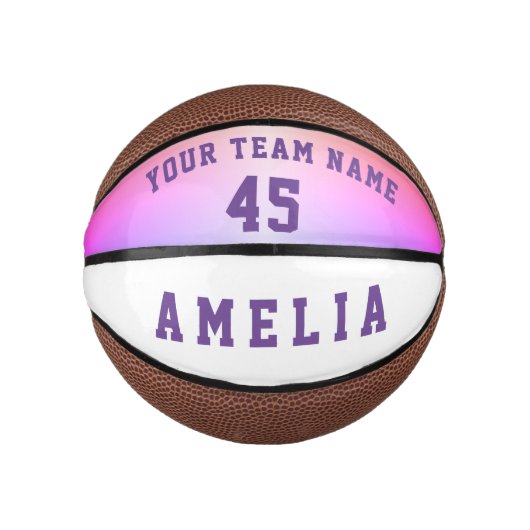 Modern roze Metallic Player Team Name Number Basketbal (Voorkant)