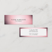 Modern roze metallisch geborsteld mini-Visitekaart Mini Visitekaartje (Voorkant / Achterkant)