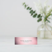 Modern roze metallisch geborsteld mini-Visitekaart Mini Visitekaartje (Staand voorkant)