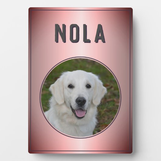 Modern roze metallische foto van dog fotoplaat (voorkant)
