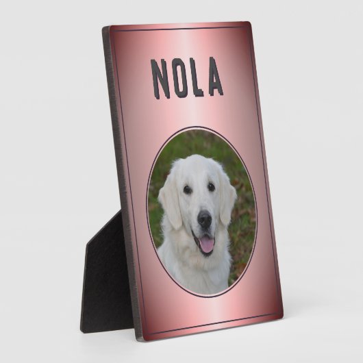 Modern roze metallische foto van dog fotoplaat (Zijkant)