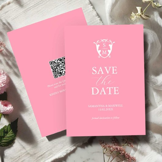Modern Roze Minimaal Save The Date
