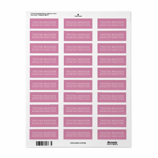 Modern roze minimalistisch elegant retouradres etiket (Full Sheet)