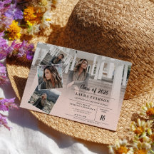 Modern roze minimalistisch foto afstuderen