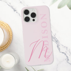 Modern Roze Minimalistisch Initiaal Monogram iPhone 16 Pro Max Hoesje