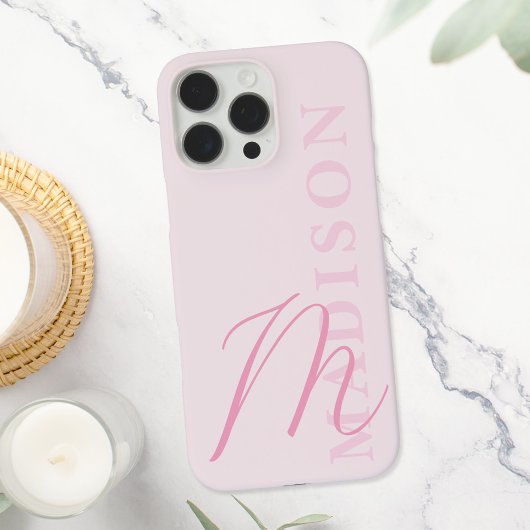 Modern Roze Minimalistisch Initiaal Monogram Case-Mate iPhone Case