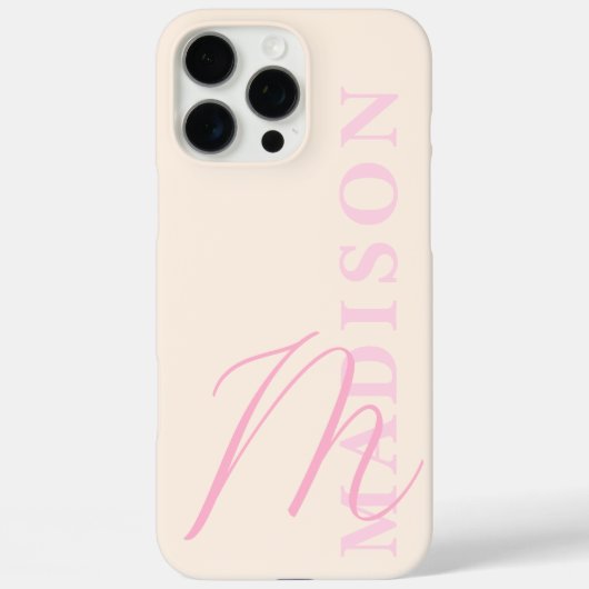Modern Roze Minimalistisch Initiaal Monogram Case-Mate iPhone Case (Achterkant)