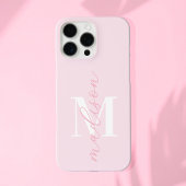 Modern Roze Minimalistisch Script Monogram Case-Mate iPhone Case