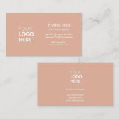 Modern Roze Minimalistische Logo-bestelling dank u Visitekaartje (Voorkant / Achterkant)