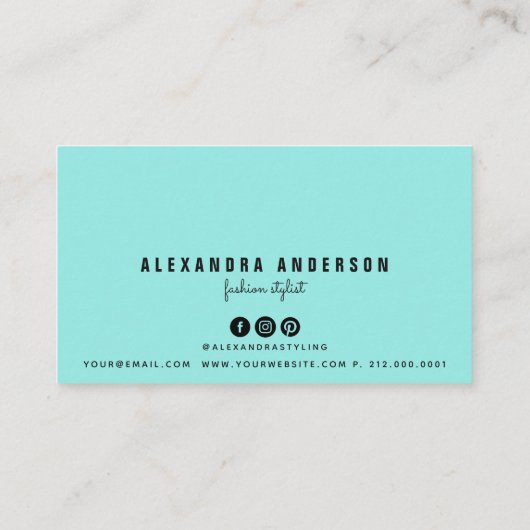 Modern Roze & Mint Groen Visitekaartje (Achterkant)