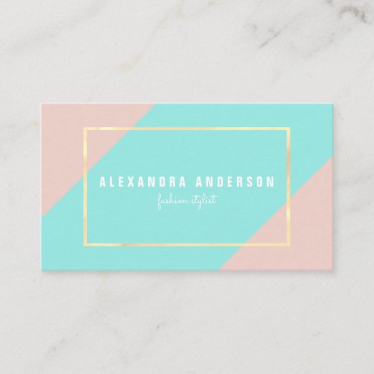 Modern Roze & Mint Groen Visitekaartje (Voorkant)
