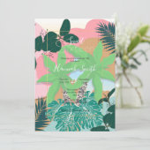 Modern roze Mint Tropical Foliage Creative design Kaart (Staand voorkant)