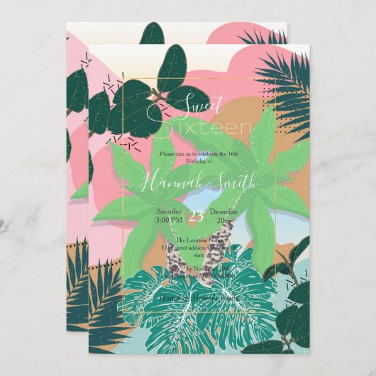 Modern roze Mint Tropical Foliage Creative design Kaart (Voorkant / Achterkant)
