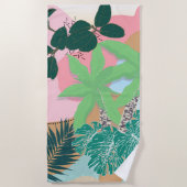 Modern roze Mint Tropical Foliage Creative design Strandlaken (Voorkant)