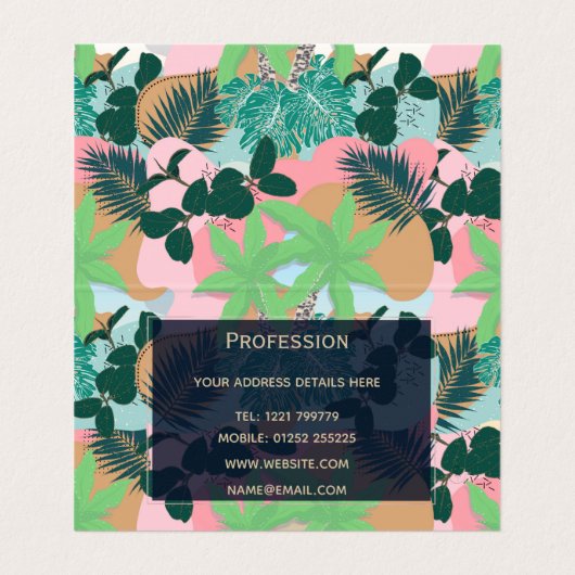 Modern roze Mint Tropical Foliage Creative design Visitekaartje (Binnenkant ongevouwen)