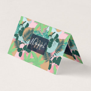 Modern roze Mint Tropical Foliage Creative design Visitekaartje