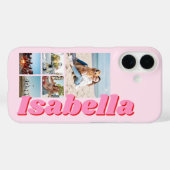 Modern Roze Monogram 5 Fotocollage Case-Mate iPhone Case (Achterkant (horizontaal))
