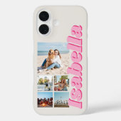Modern Roze Monogram 5 Fotocollage Case-Mate iPhone Case (Achterkant)