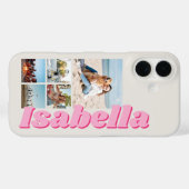 Modern Roze Monogram 5 Fotocollage Case-Mate iPhone Case (Achterkant (horizontaal))