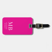 Modern roze monogram bagagelabel (Voorkant horizontaal)
