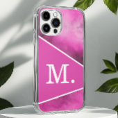 Modern roze monogram Case-Mate iPhone case