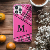 Modern roze monogram Case-Mate iPhone case