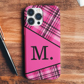 Modern roze monogram Case-Mate iPhone case