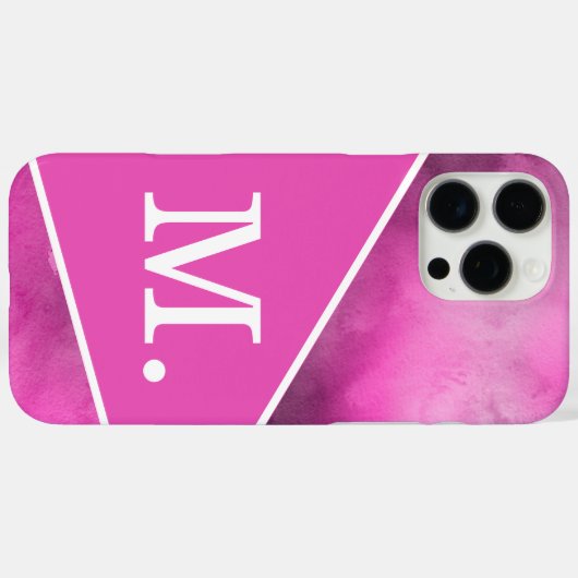 Modern roze monogram Case-Mate iPhone case (Achterkant (horizontaal))